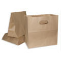 Reusable Food Grade Christmas Goodie Bags Bakery Brown Kraft Paper Bags with Die Cut Handle